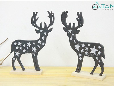 Con tuần lộc gỗ trang trí họa tiết sao X-TLDB-03